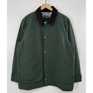 J Crew Mens 60/40 Barn Jacket Cotton Green Nylon Chore Coat Oarsmen 1983 L NWT
